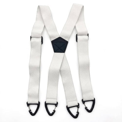 Men's 4-Clip Suspenders - White, X-Shaped Style